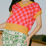 LISA SAYS GAH Fangio Knit Vest Check