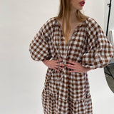 WILD HORSES Tilly Maxi Dress in Chocolate Gingham