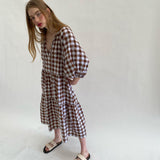 WILD HORSES Tilly Maxi Dress in Chocolate Gingham