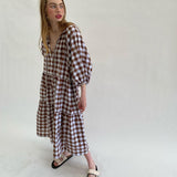 WILD HORSES Tilly Maxi Dress in Chocolate Gingham