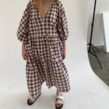 WILD HORSES Tilly Maxi Dress in Chocolate Gingham