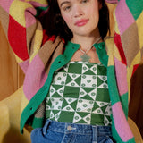 LISA SAYS GAH Lauda Knit Cardi Disco Check