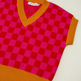 LISA SAYS GAH Fangio Knit Vest Check