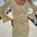 LISA SAYS GAH Penny Mini Knit Dress Rainbow