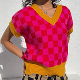 LISA SAYS GAH Fangio Knit Vest Check