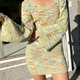 LISA SAYS GAH Penny Mini Knit Dress Rainbow