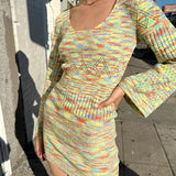 LISA SAYS GAH Penny Mini Knit Dress Rainbow