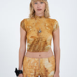 ARTHUR APPAREL Ruched Tee in Rust