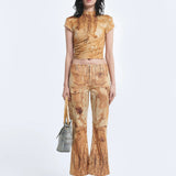 ARTHUR APPAREL Ruched Tee in Rust