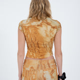 ARTHUR APPAREL Ruched Tee in Rust