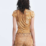 ARTHUR APPAREL Ruched Tee in Rust