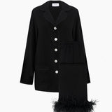 SLEEPER Party Pyjamas Set with Feathers in Black