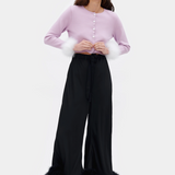 SLEEPER Knit Cardigan with Detachable Feathers in Lilac