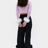 SLEEPER Knit Cardigan with Detachable Feathers in Lilac