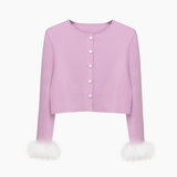 SLEEPER Knit Cardigan with Detachable Feathers in Lilac