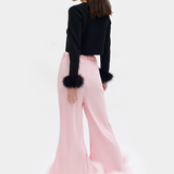 SLEEPER Knit Cardigan with Detachable Feathers in Black