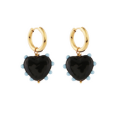 SANDRALEXANDRA Milagros Black Heart Blue Dot Earrings