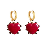 SANDRALEXANDRA Milagros Red Heart Black Dot Earrings