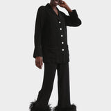 SLEEPER Party Pyjamas Set with Feathers in Black