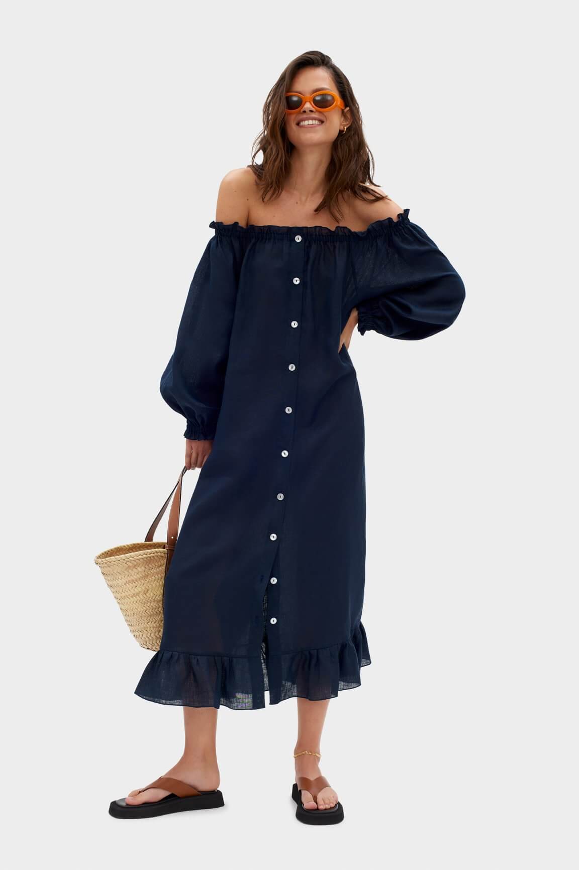 SLEEPER Loungewear Dress in Navy JUNO STUDIO SLEEPER Loungewear Dress in Navy JUNO STUDIO