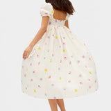 SLEEPER Picnic Linen Dress in Pansies