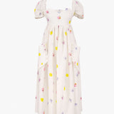 SLEEPER Picnic Linen Dress in Pansies