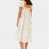 SLEEPER Picnic Linen Dress in Pansies