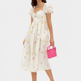 SLEEPER Picnic Linen Dress in Pansies