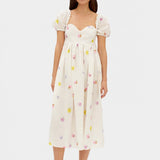 SLEEPER Picnic Linen Dress in Pansies