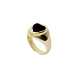 WILHELMINA GARCIA Black Love Heart Gold Signet Ring