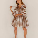WILD HORSES Tilly Mini Dress in Chocolate Gingham