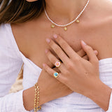 WILHELMINA GARCIA Gold Daisy Signet Ring in Pink
