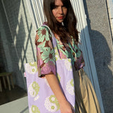 LISA SAYS GAH Denim Shopper Tote in Yin Yang Thistle Print