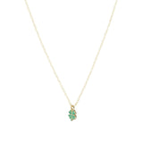 WILHELMINA GARCIA Gold Petite Clover Necklace in Green