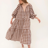 WILD HORSES Tilly Maxi Dress in Chocolate Gingham
