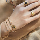 WILHELMINA GARCIA Black Love Heart Gold Signet Ring