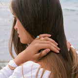 WILHELMINA GARCIA Gold Daisy Signet Ring in Pink