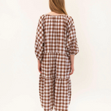 WILD HORSES Tilly Maxi Dress in Chocolate Gingham