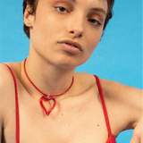 SANDRALEXANDRA XL Heart of Glass Red Leather Cord Necklace